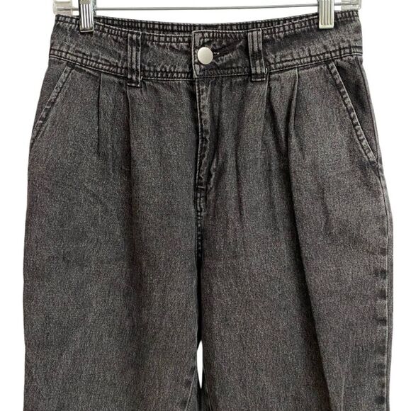 Who What Wear Women's High Waisted Pleated Jeans Size 4 Black Acid Washed Grunge - Picture 3 of 15